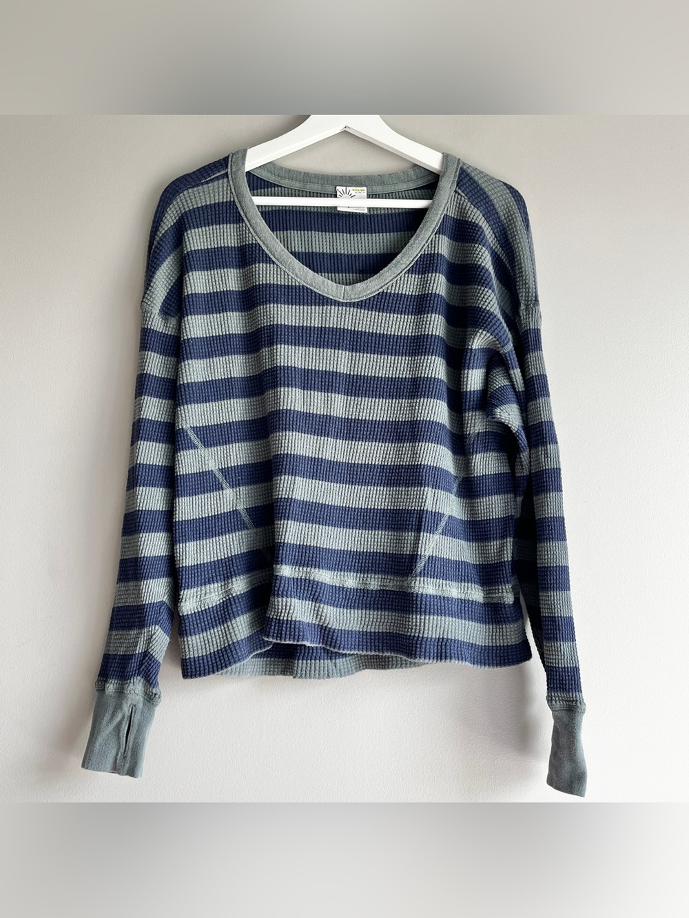 OFFLINE Aerie Wow Waffle Oversized Shirt XS striped long sleeve thermal shirt
